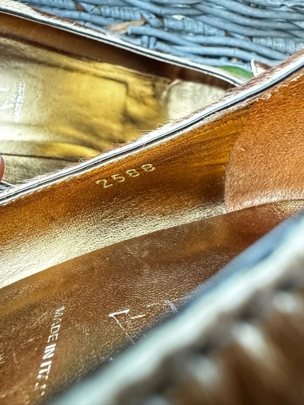 PRADA Calf Hair Giraffe Print Square Toe Kitten Heels Gold Buckle Sz 36.5 US 6.5 - Picture 9 of 15